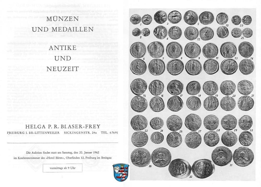  Blaser-Frey (Freiburg) Auktion 09 (1962) Münzen und Medaillen  Neuzeit ,Mittelalter und Antike   