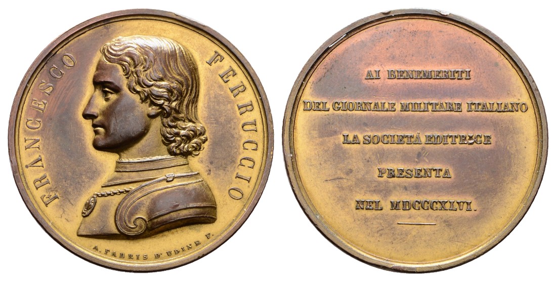  Linnartz Italien, Bronzemed. 1846 (v. Undine), Ehrenmed. Herausgeber der Soldatenzeitung, 40mm, vz   