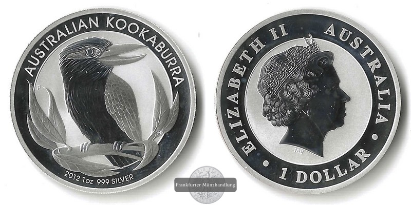  Australien,  1 Dollar  2012  Kookaburra FM-Frankfurt  Feinsilber: 31,1g   