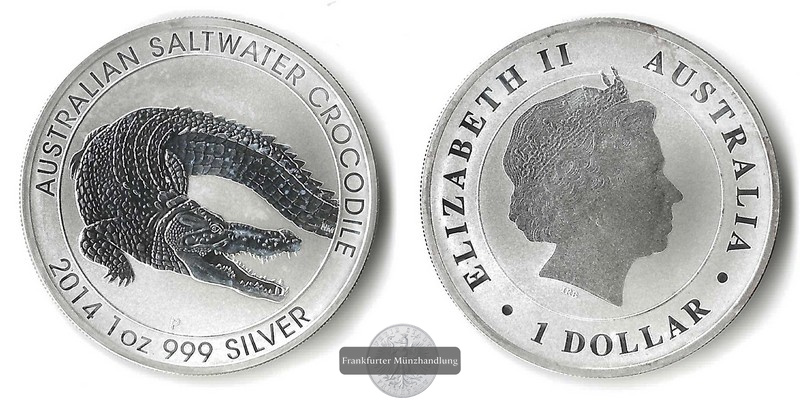  Australien  1 Dollar 2014  Saltwater Crocodile   FM-Frankfurt Feinsilber: 31,1g   