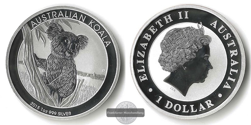  Australien,  1 Dollar   2015    Koala Bär   FM-Frankfurt  Feinsilber: 31,1g   