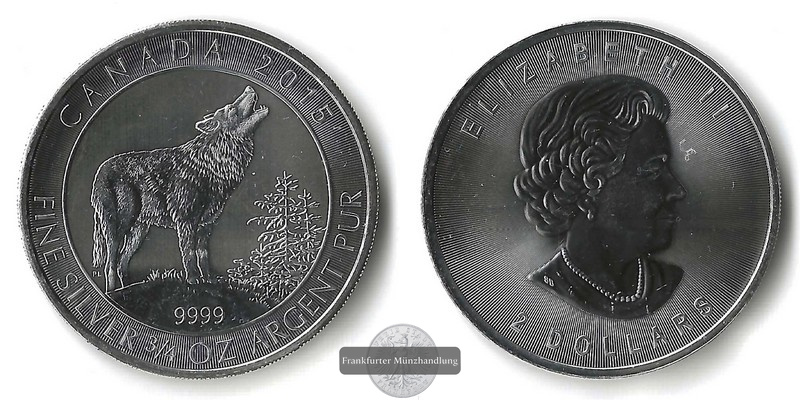  Kanada, 2 Dollar  2015   Wolf 3/4 Oz.   FM-Frankfurt   Feinsilber: 23,2g   