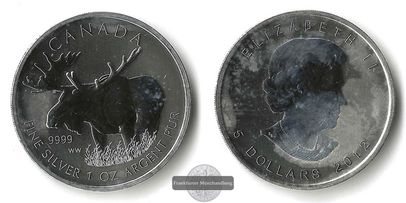  Kanada,  5 Dollar Moose (Elch) 2012  FM-Frankfurt Feinsilber: 31,1g   