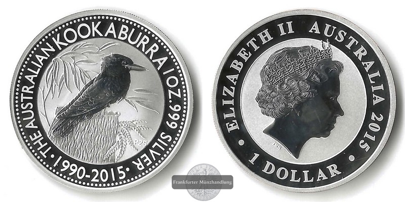  Australien,  1 Dollar 2015 Kookaburra   FM-Frankfurt  Feinsilber: 31,1g   