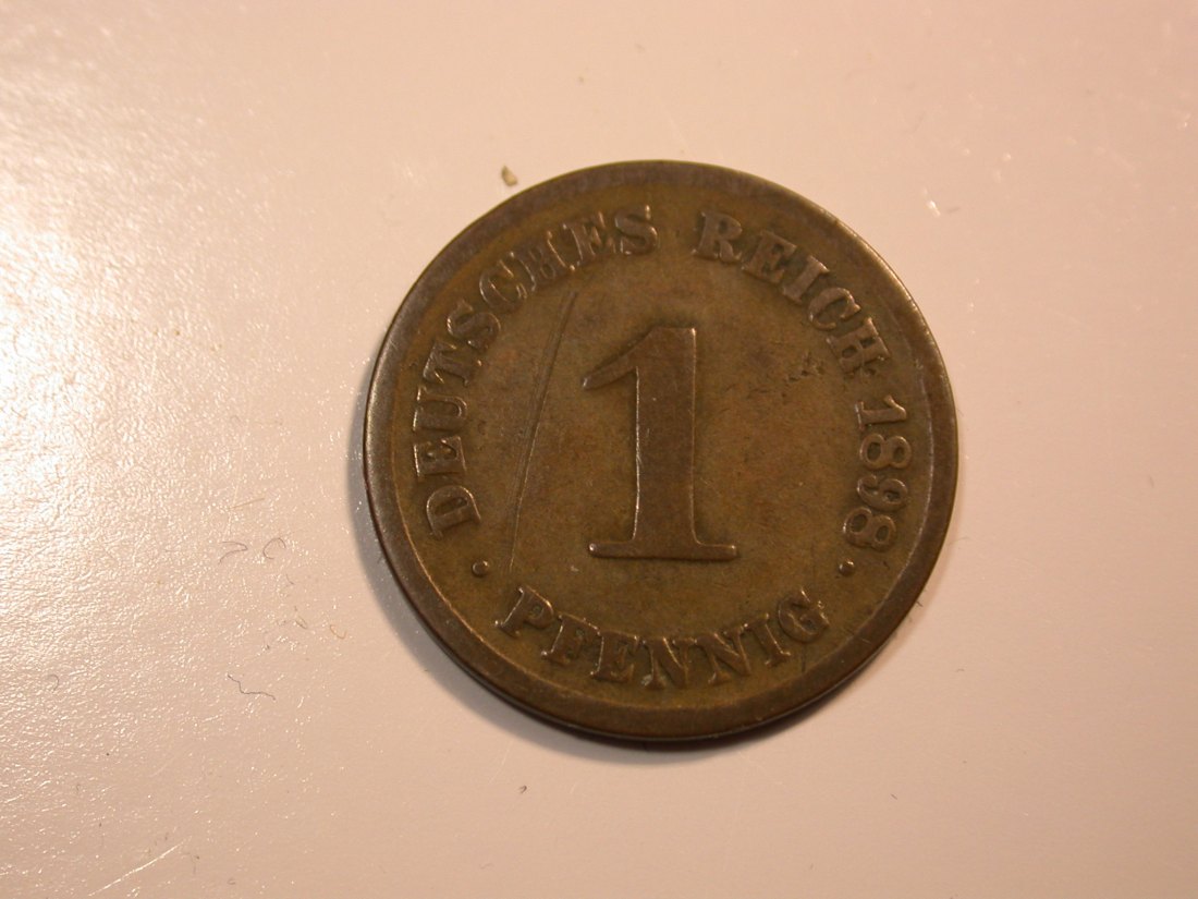F12 KR 1Pfennig 1898 D in ss, Kratzer Originalbilder