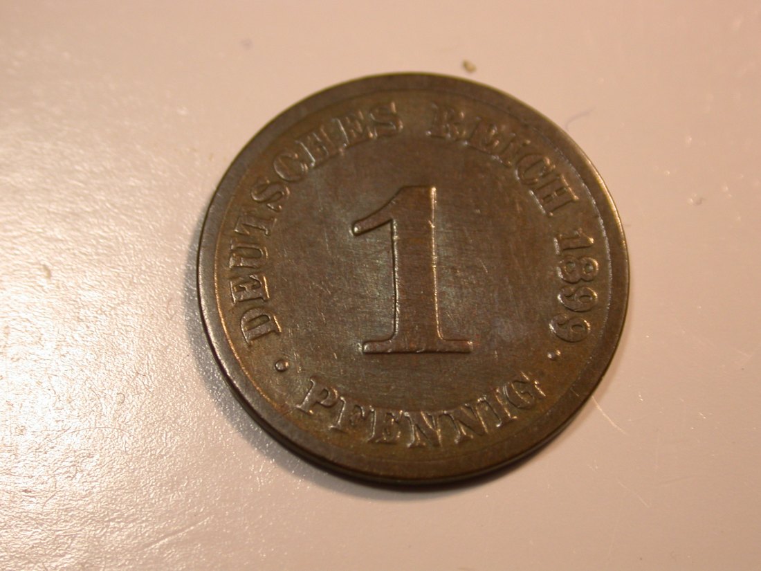 F12 KR 1Pfennig 1899 J in schön Originalbilder