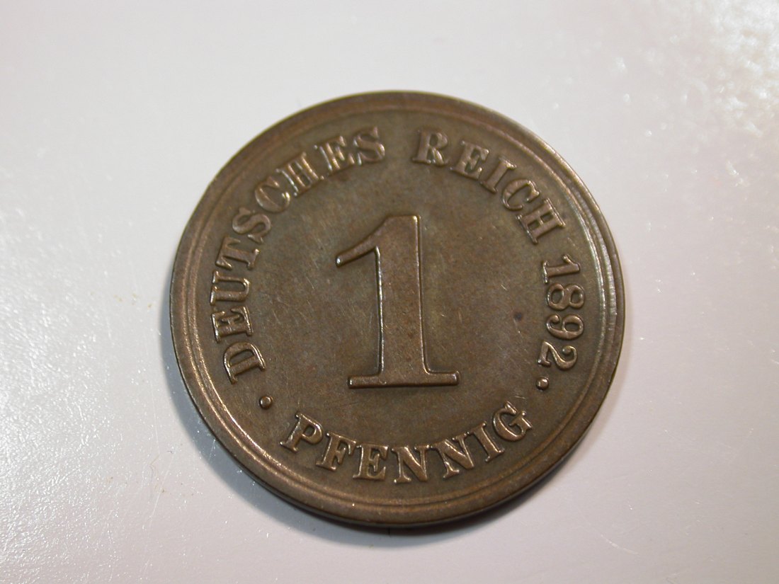 F12 KR 1 Pfennig 1892 E in ss/ss+ Originalbilder