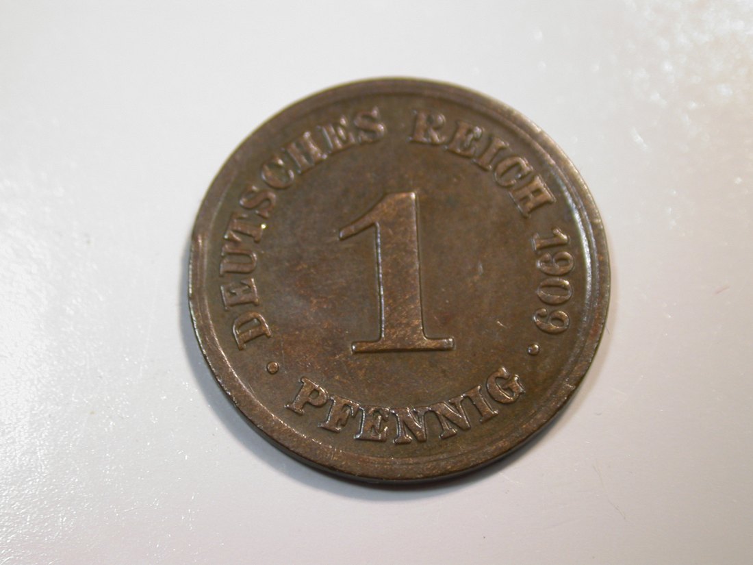  F12 KR  1 Pfennig   1909 D in ss    Originalbilder   