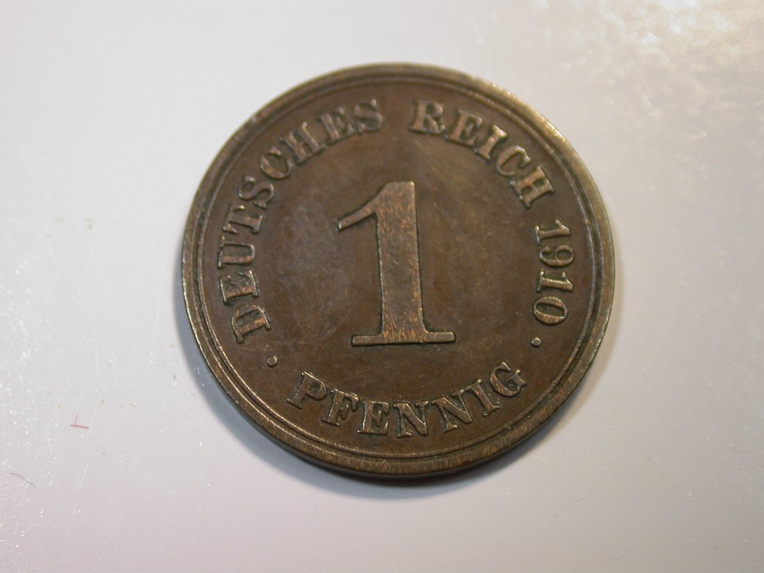  F12 KR  1 Pfennig  1910 E in ss+  Originalbilder   