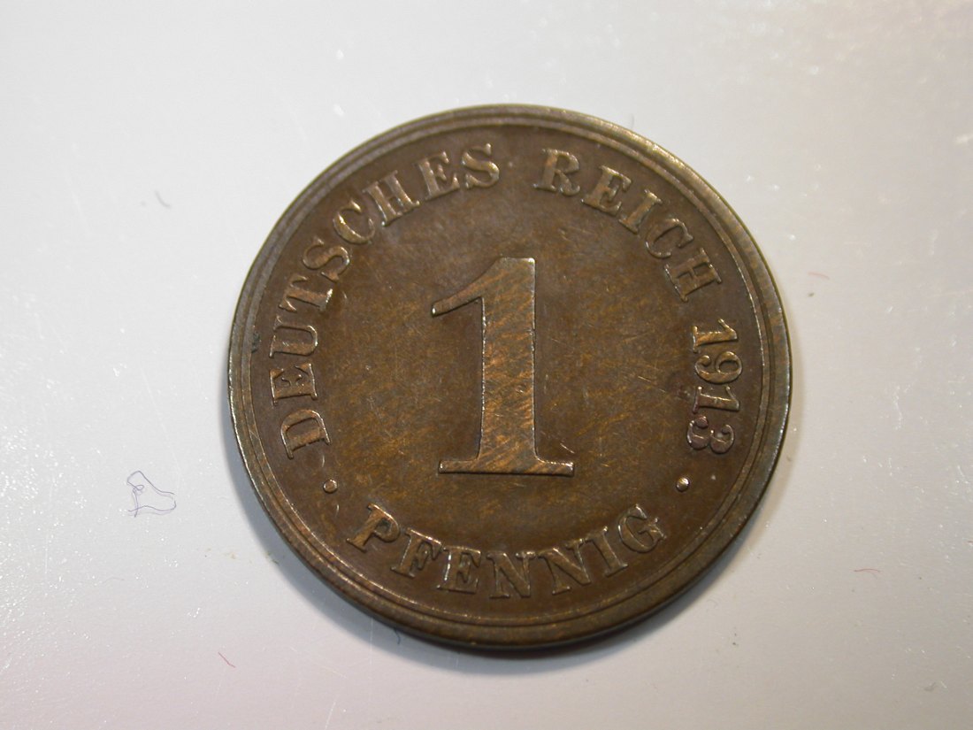 F12 KR 1 Pfennig 1913 J in ss Originalbilder