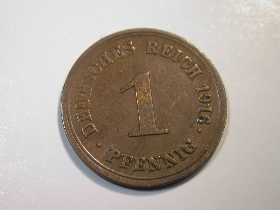 F12 KR 1 Pfennig 1916 E in ss/ss+ Originalbilder