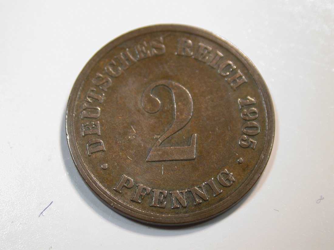  F12 KR  2 Pfennig  1905 D in f.vz   Originalbilder   