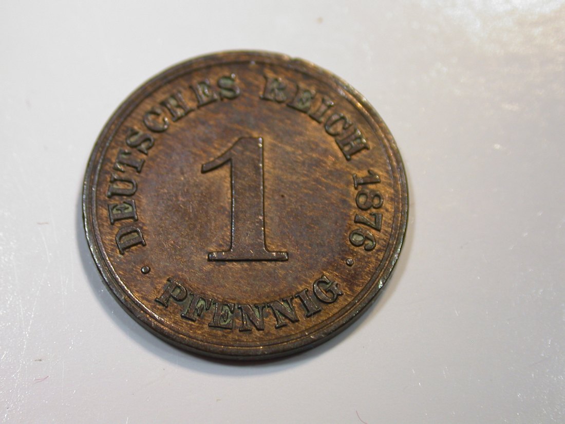  F12 KR  1 Pfennig 1876 C in vz  R  Originalbilder   