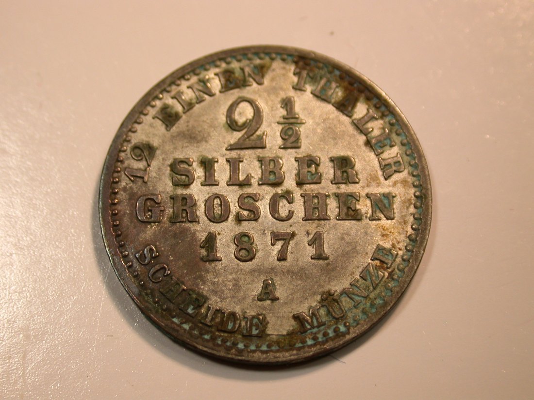 F12 Preussen 2 1/2 Silbergroschen 1871 A in ss/ss+ Originalbilder