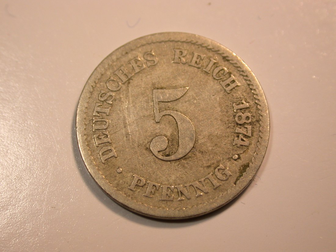 F12 KR 5 Pfennig 1874 C in s/ss Originalbilder