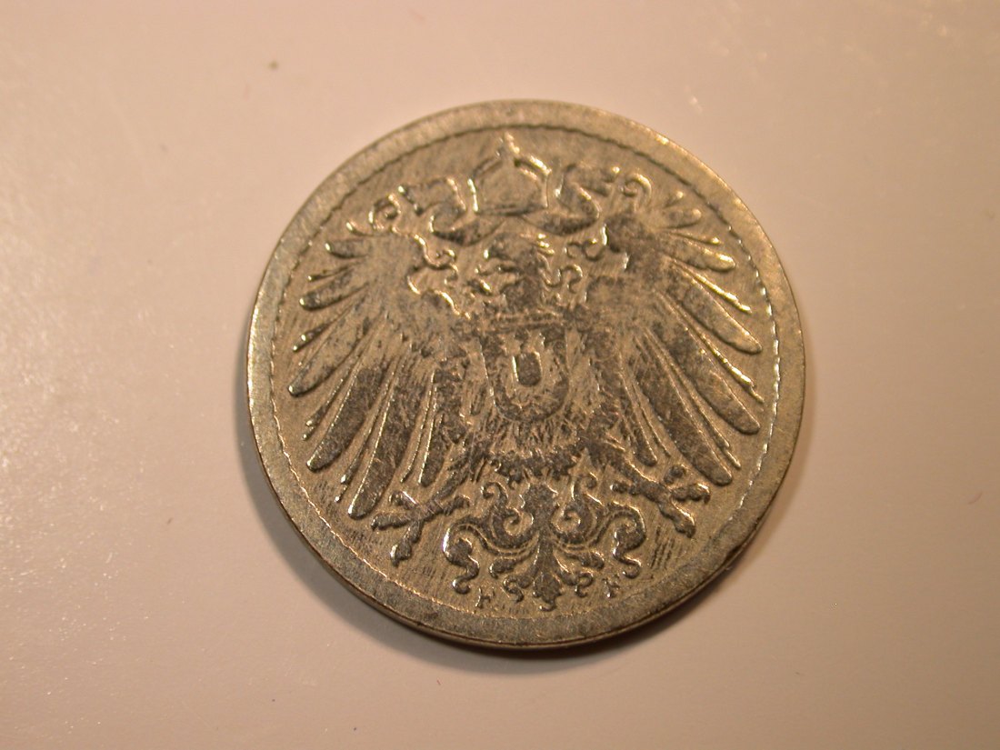  F12 KR  5 Pfennig  1890 F in s-ss, geputzt   Originalbilder   