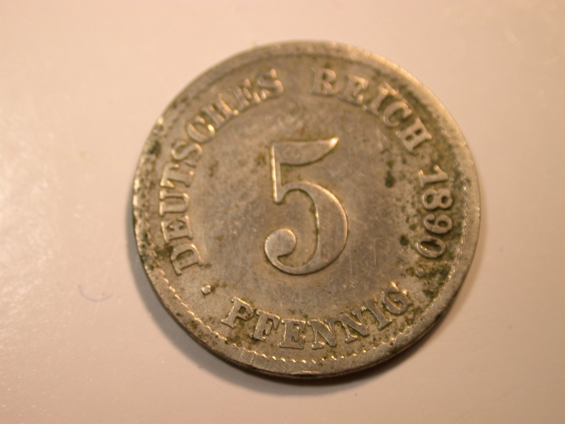 F12 KR 5 Pfennig 1890 g in f.schön Originalbilder