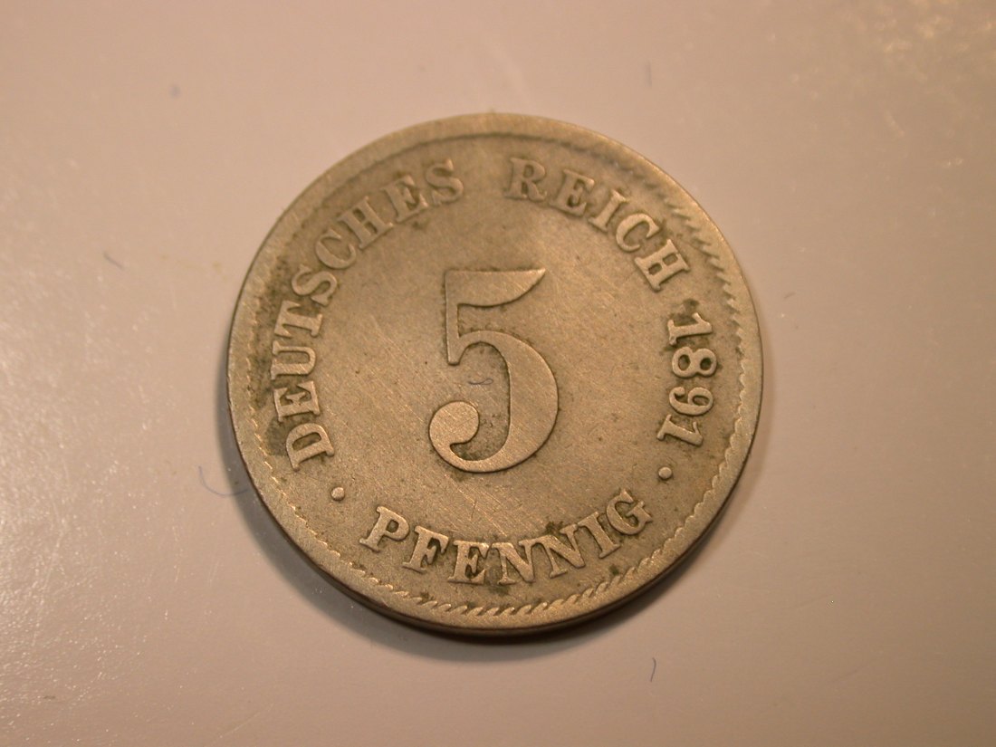 F12 KR 5 Pfennig 1891 F in f.ss Originalbilder