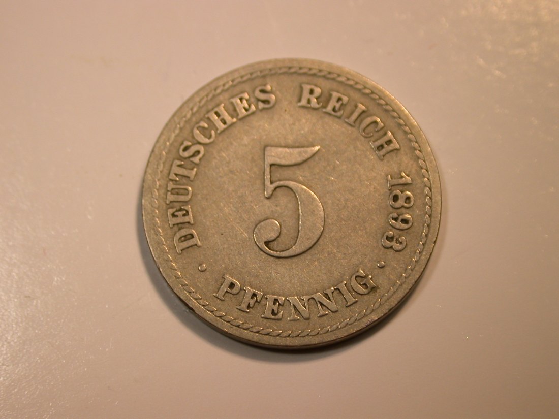 F12 KR 5 Pfennig 1893 A in f.ss Originalbilder