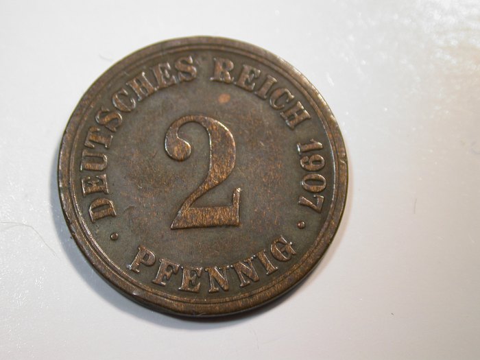  F12 KR  2 Pfennig  1907 A in f.ss   Originalbilder   