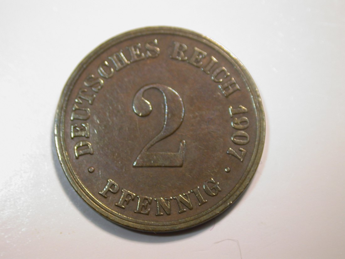 F12 KR 2 Pfennig 1907 D in ss Originalbilder