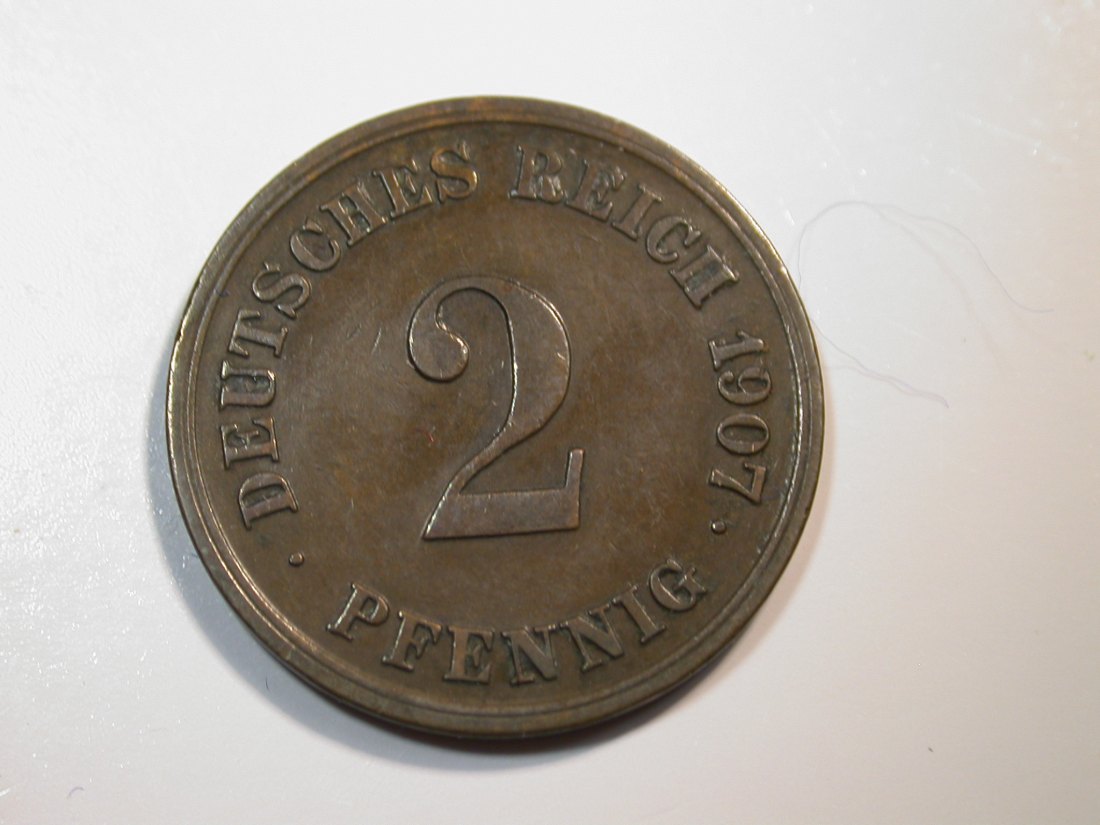 F12 KR 2 Pfennig 1907 E in ss Originalbilder