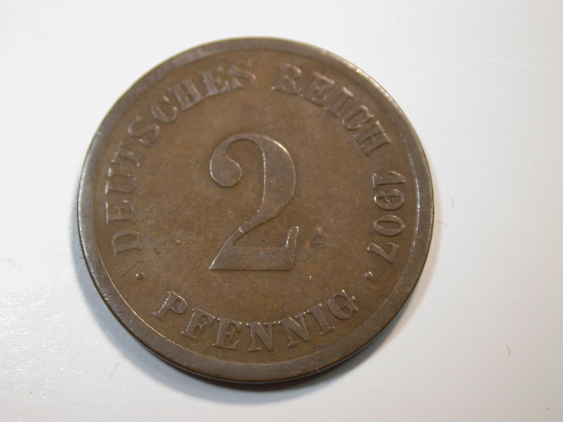 F12 KR 2 Pfennig 1907 g in f.ss Originalbilder