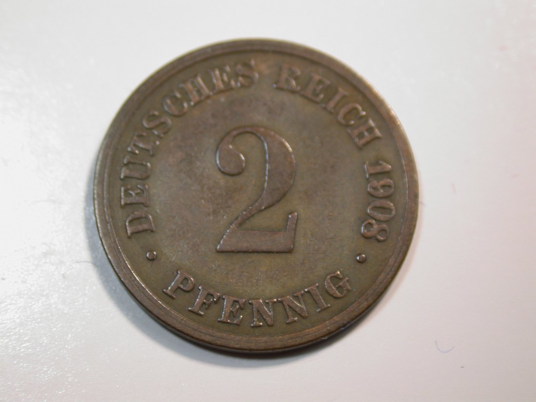F12 KR 2 Pfennig 1908 d in f.ss Originalbilder