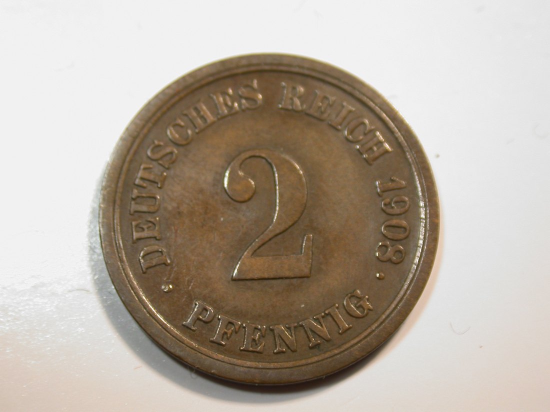 F12 KR 2 Pfennig 1908 F in ss Originalbilder