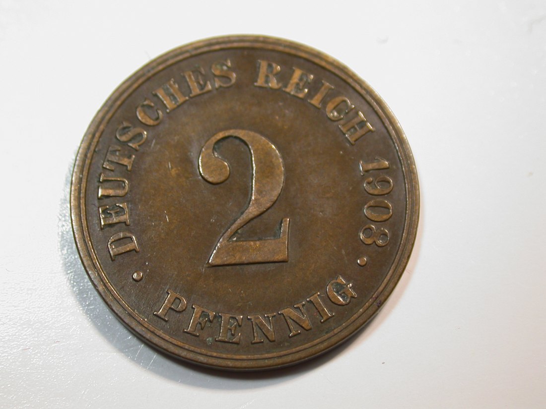  F12 KR  2 Pfennig  1908 J in ss   Originalbilder   