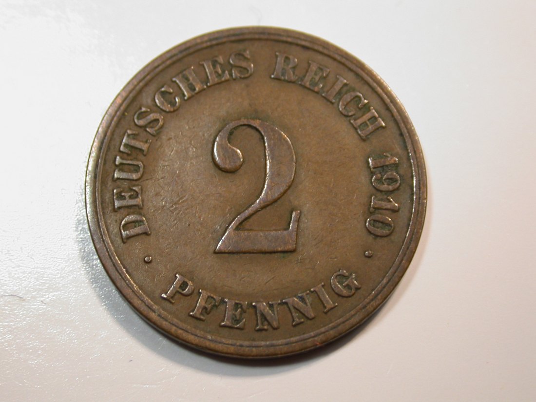 F12 KR 2 Pfennig 1910 E in ss/ss+ Originalbilder