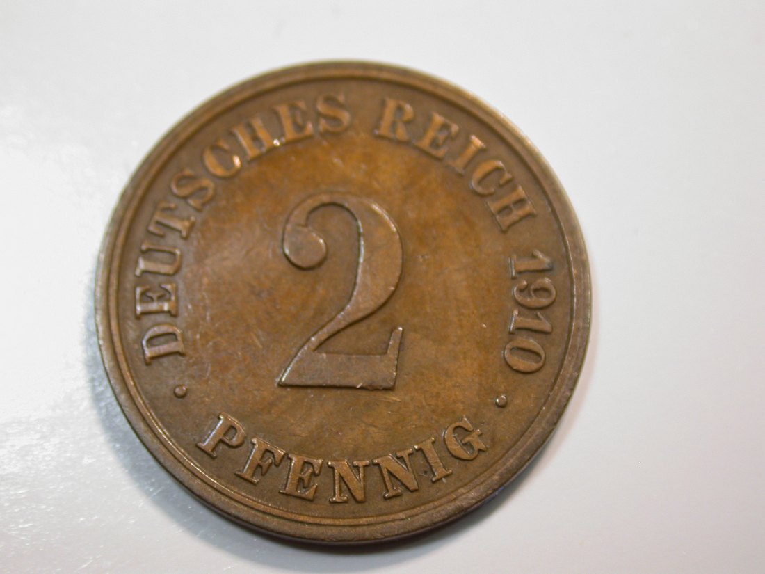  F12 KR  2 Pfennig  1910 J in ss  Originalbilder   