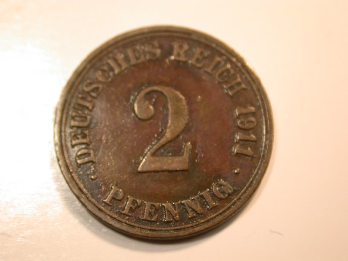 F12 KR 2 Pfennig 1911 A in ss Originalbilder