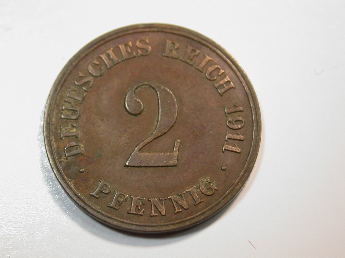 F12 KR 2 Pfennig 1911 E in ss+ Originalbilder