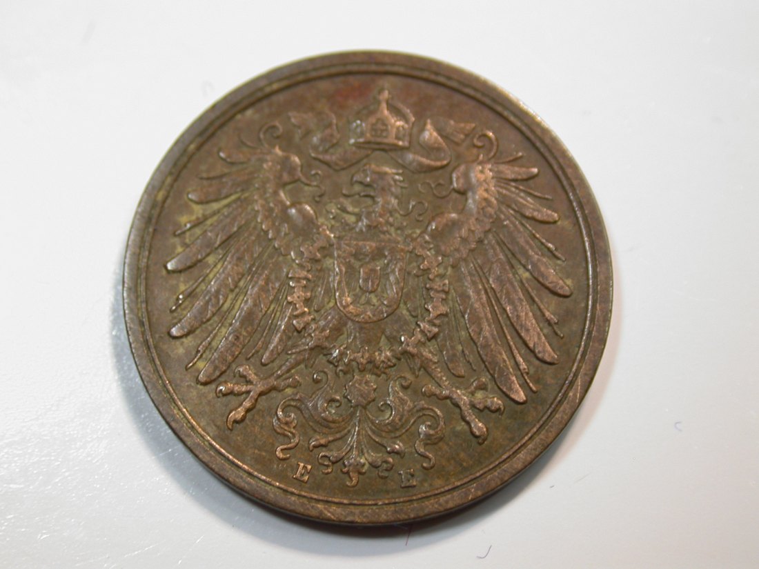  F12 KR  2 Pfennig  1911 E in ss+  Originalbilder   