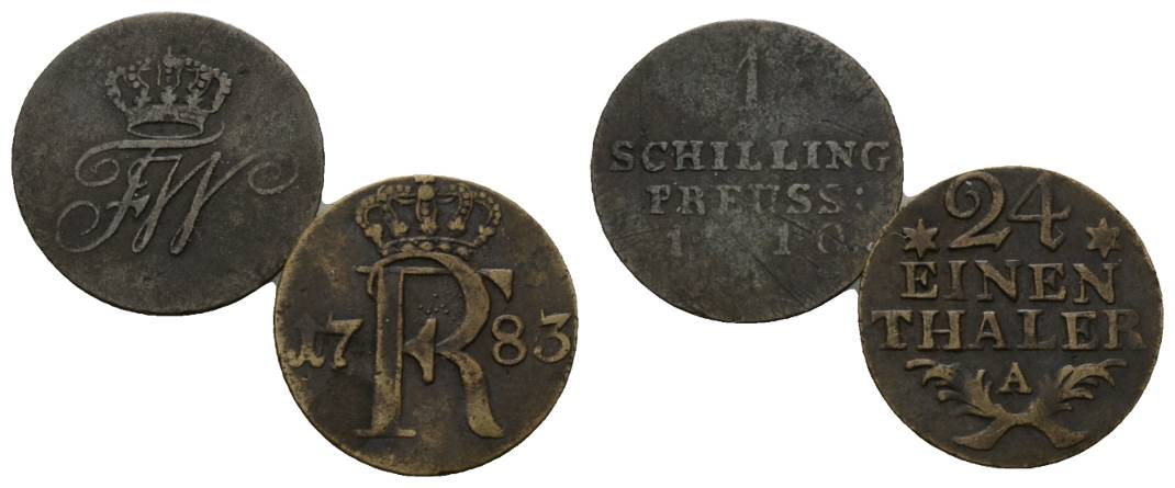  Altdeutschland; 2 Kleinmünzen 1710/1783   