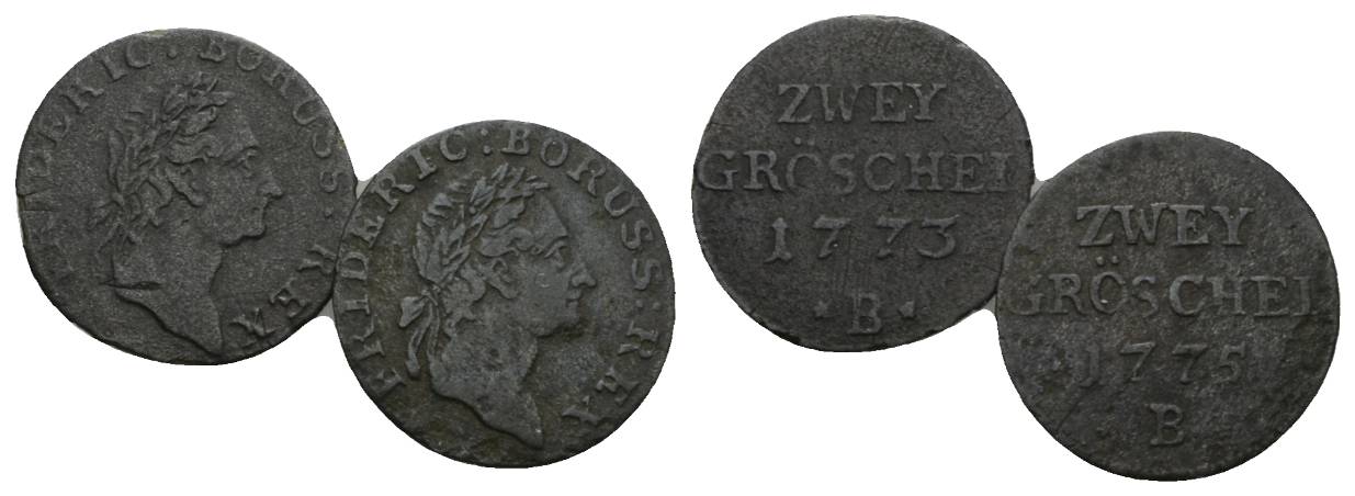  Altdeutschland; 2 Kleinmünzen 1773/1775   