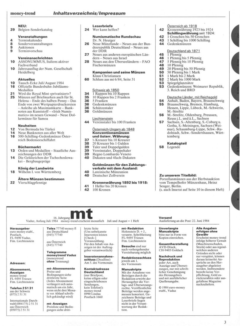  Money Trend 07/08/1984 - ua Ältere Münzen bestimmen: Vierschlagpfennige   