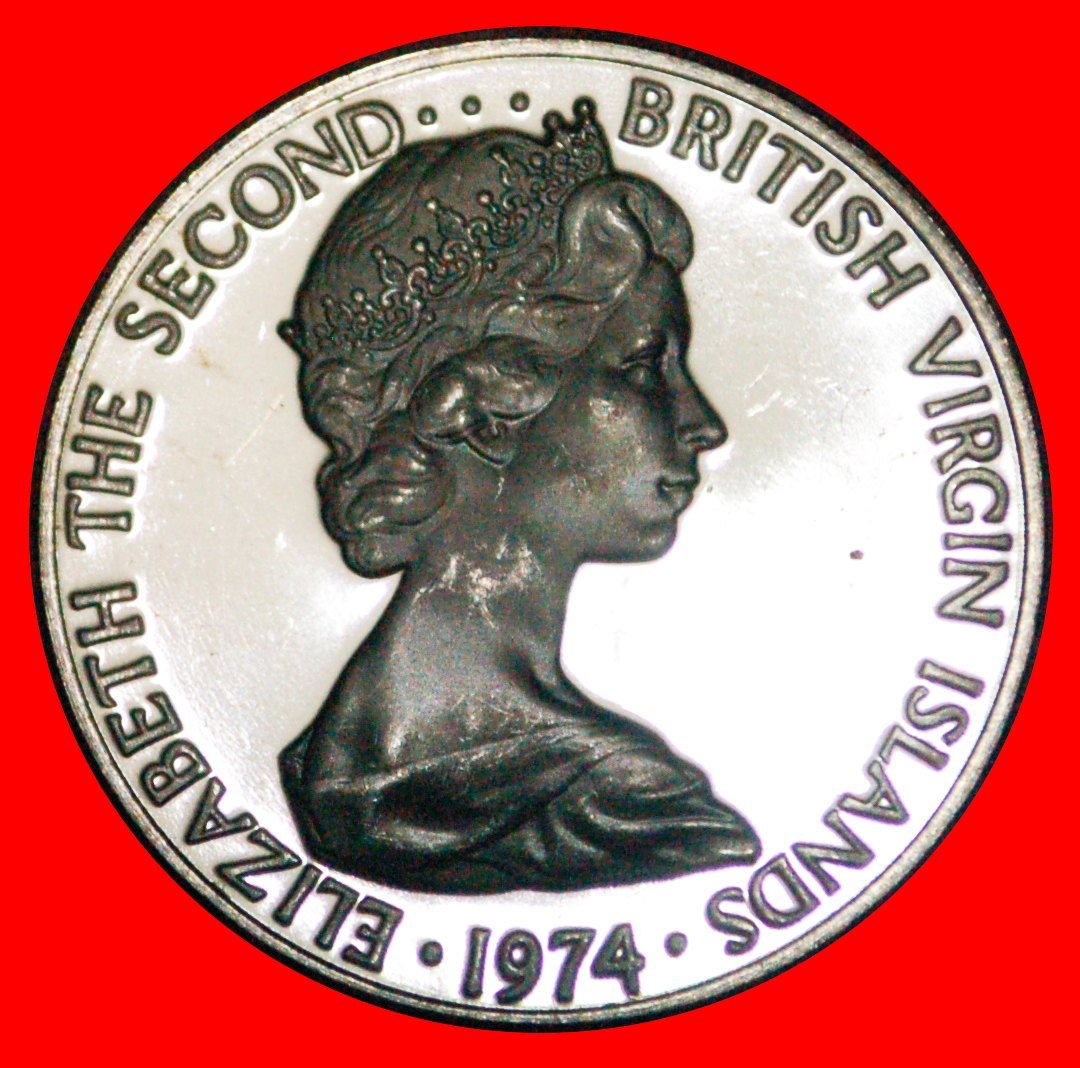  • USA (1973-1984): BRITISH VIRGIN ISLANDS ★ 25 CENTS 1974FM PROOF UNCOMMON! LOW START ★ NO RESERVE!   