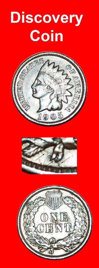 • INDIAN HEAD (1864-1909): USA ★ 1 CENT 1905 DISCOVERY COIN UNPUBLISHED! LOW START ★ NO RESERVE!