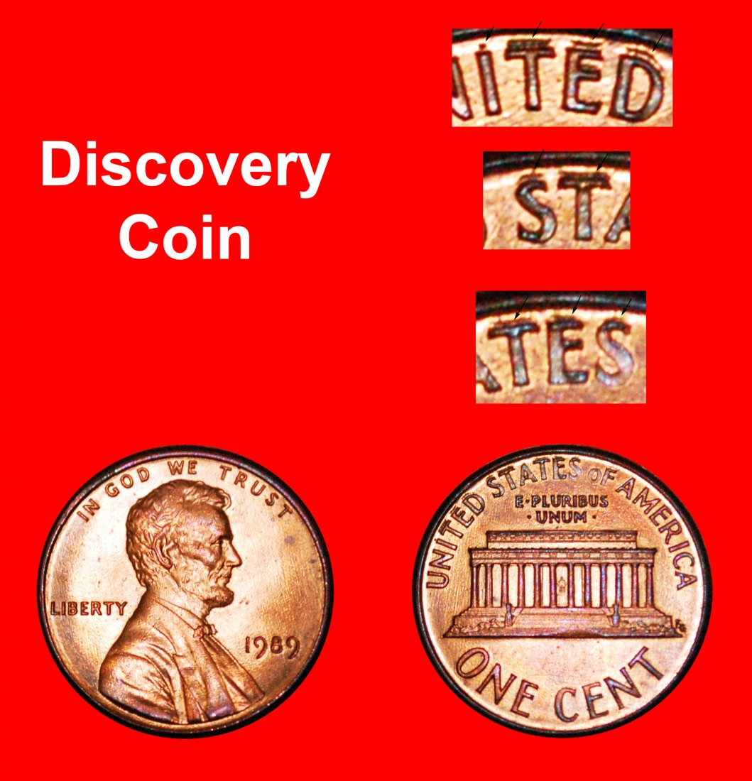  * MEMORIAL (1982-2008):USA★1 CENT 1989 UNC! LINCOLN (1809-1865) DISCOVERY COIN UNPUBLISHED★LOW START   