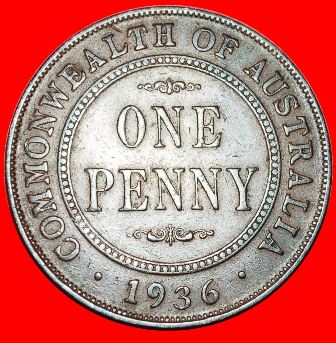 · GROSSBRITANNIEN LONDON/BIRMINGHAM STEMPEL: AUSTRALIEN ★ 1 PENNY 1936! OHNE VORBEHALT!