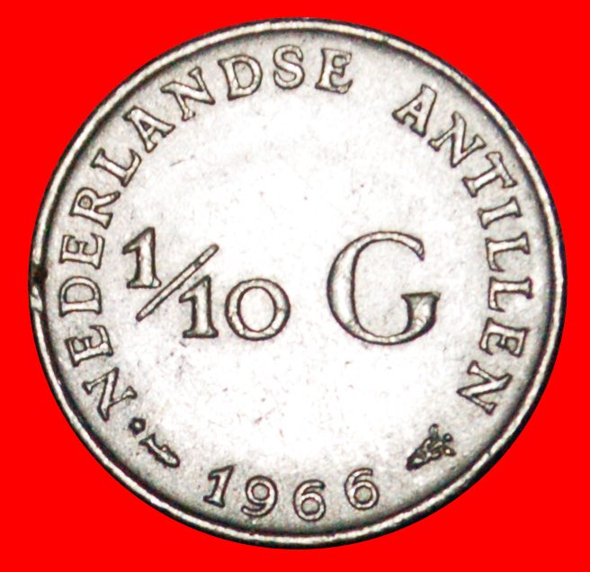  * SILBER (1954-1970): NIEDERLÄNDISCH ANTILLEN ★ 1/10 GULDEN 1966 (1969)! OHNE VORBEHALT!   