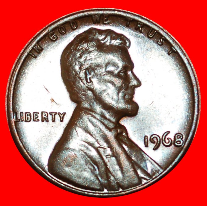  * MEMORIAL (1959-1982): USA ★ 1 CENT 1968! LINCOLN (1809-1865) LOW START ★ NO RESERVE!   