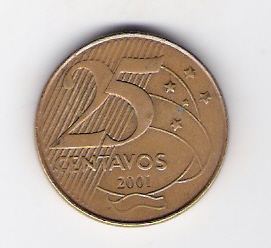  Brasilien 25 Centavos St,Bro galvanisiert 2001 Schön Nr.158 KM.650   