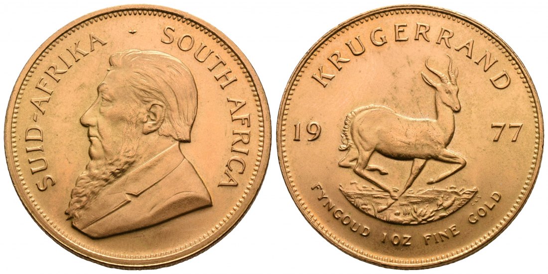 PEUS 6148 Süd-Afrika 31,1 g Feingold Krügerrand GOLD Unze 1977 Vorzüglich +