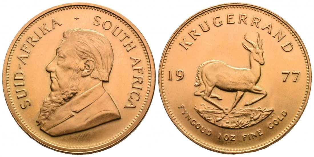 PEUS 6149 Süd-Afrika 31,1 g Feingold Krügerrand GOLD Unze 1977 Vorzüglich +
