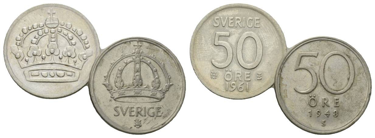  Schweden, 2 Kleinmünzen 1948/1961   
