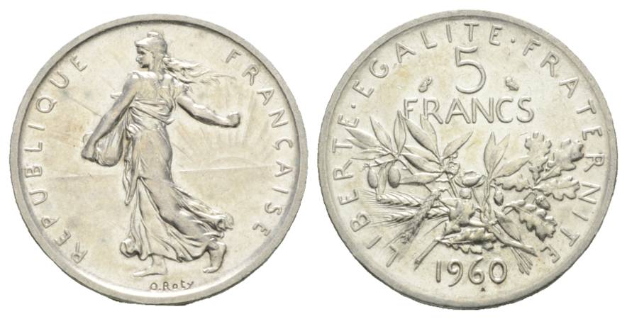  Frankreich; 5 Francs, 1960   