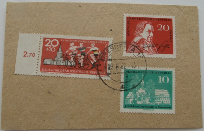  1962, Germany-DDR, Mi 887,889,890, a piece of letter   